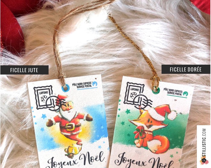 Etiquettes cadeaux teckels de Noël à planter