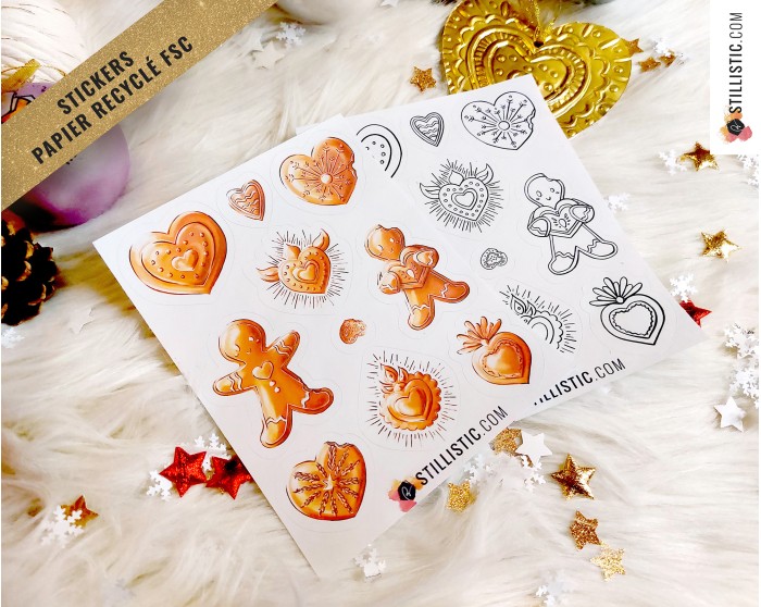 Planche stickers papier coloriables Noël Pains d'épices et Ex-Voto