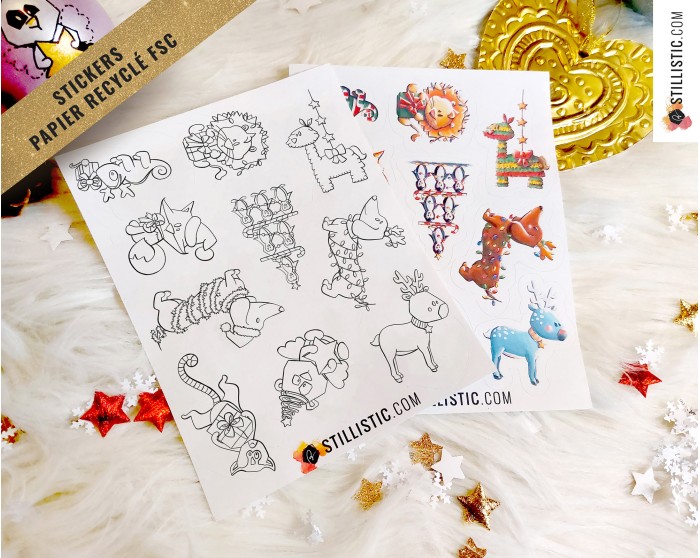 Planche stickers papier mix Noël