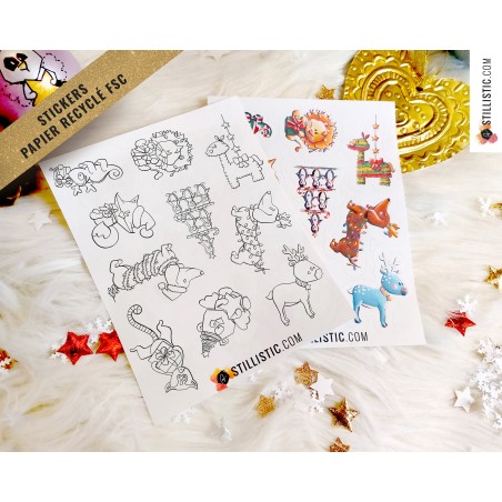 Planche stickers papier mix Noël