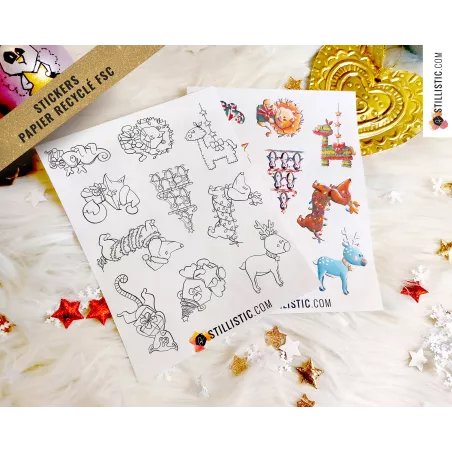 Planche stickers papier mix Noël