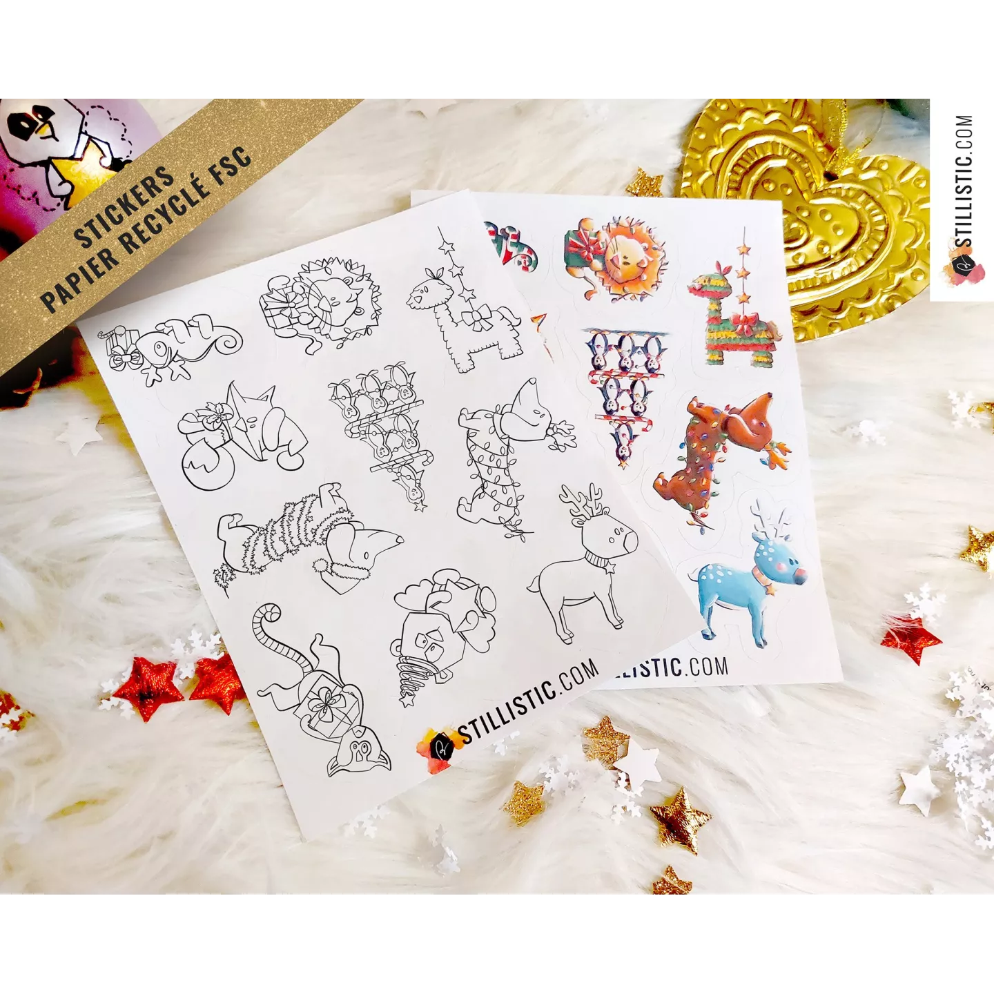 Planche stickers papier mix Noël