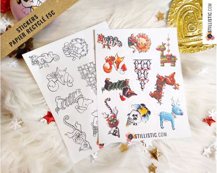 Planche stickers papier mix Noël