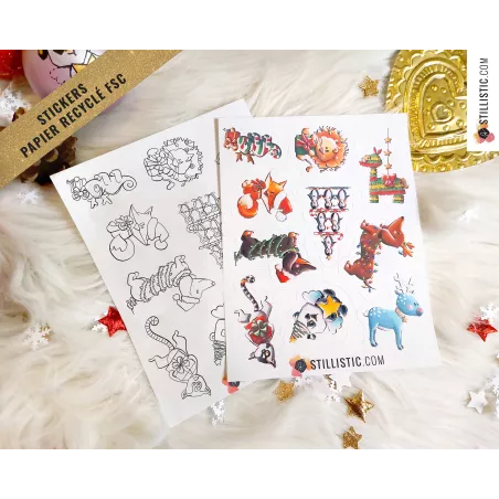 Planche stickers papier mix Noël