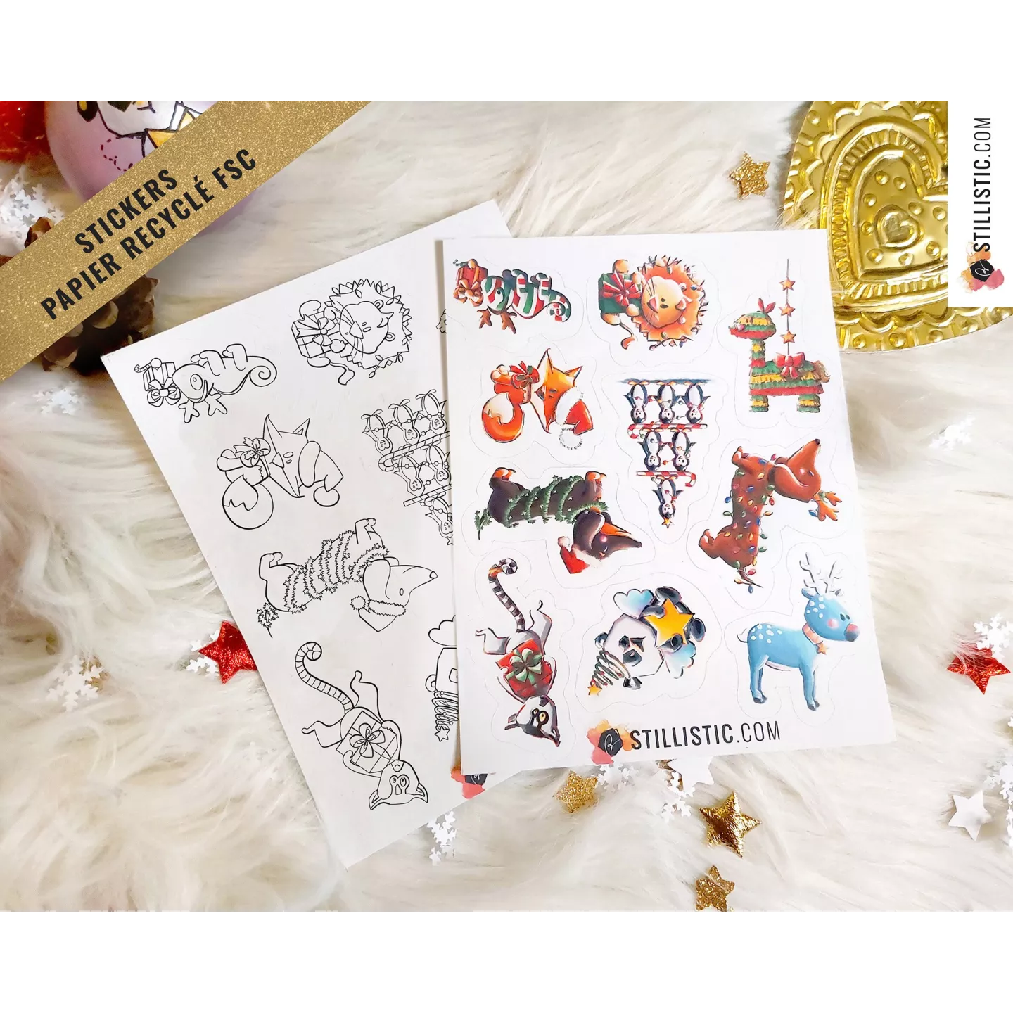 Planche stickers papier mix Noël