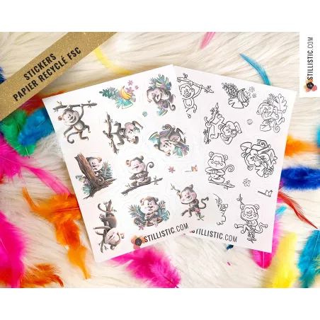 Planche stickers papier Singes émotions