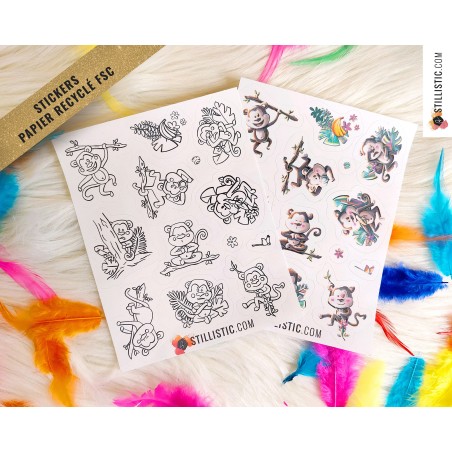 Planche stickers papier Singes émotions
