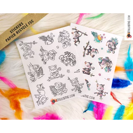 Planche stickers papier Singes émotions