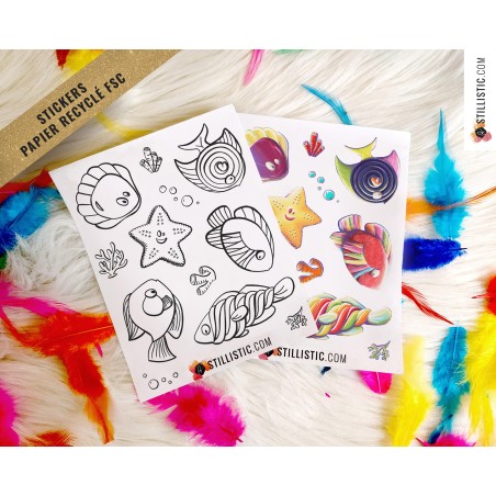 Planche stickers papier Poissons Bonbons