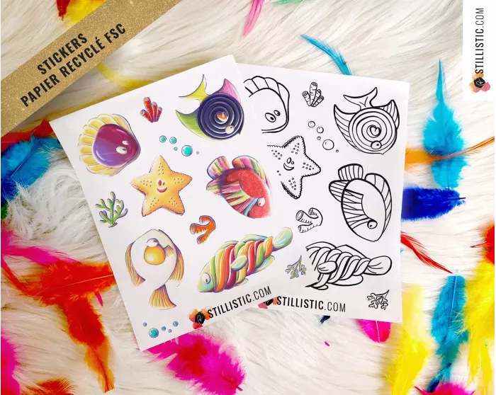 Planche stickers papier Poissons Bonbons