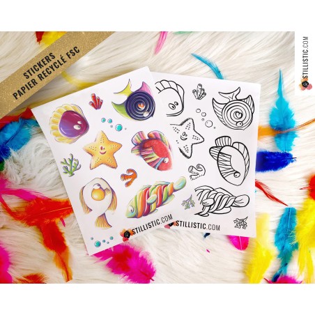 Planche stickers papier Poissons Bonbons