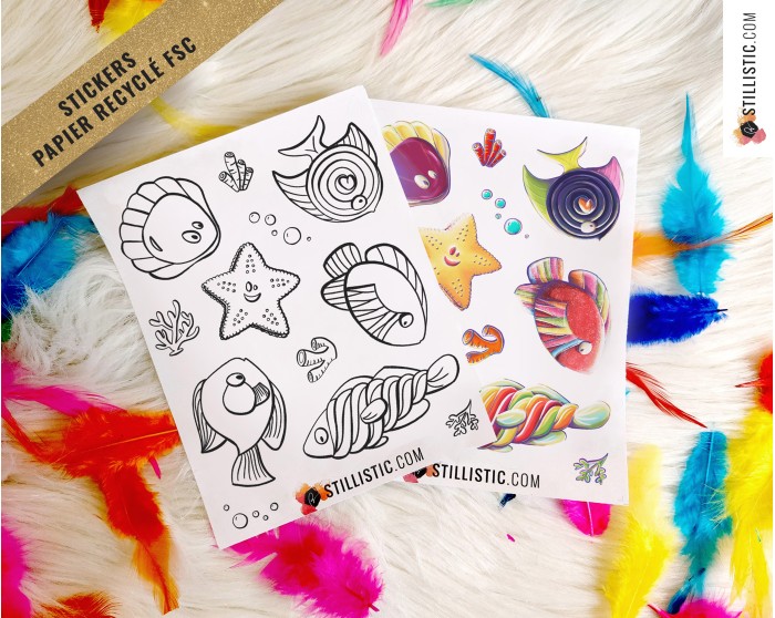 Planche stickers papier coloriables Amis du Petit déjéuner