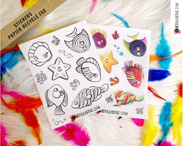 Planche stickers papier coloriables Amis du Petit déjéuner