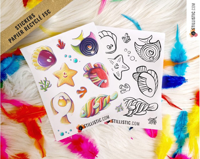 Planche stickers papier coloriables Amis du Petit déjéuner