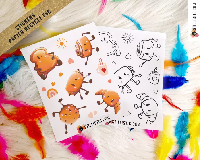 Planche stickers papier Amis du Petit déjeuner