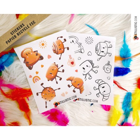 Planche stickers papier Amis du Petit déjeuner