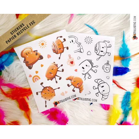 Planche stickers papier Amis du Petit déjeuner