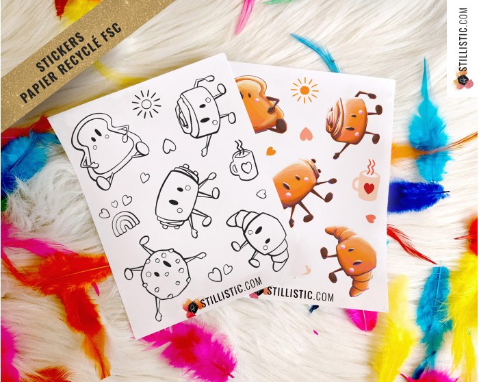 Planche stickers papier Amis du Petit déjeuner