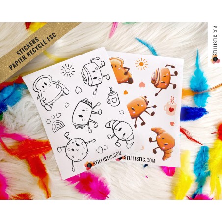 Planche stickers papier Amis du Petit déjeuner