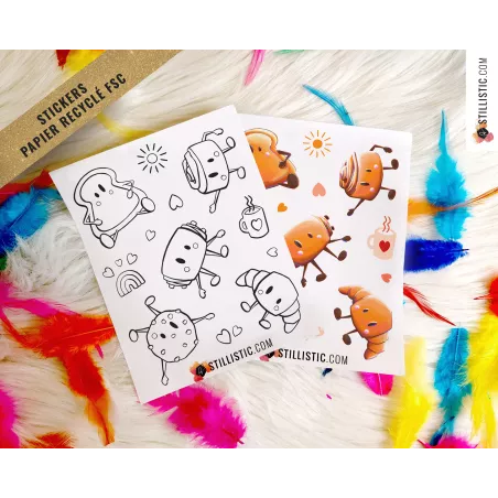 Planche stickers papier Amis du Petit déjeuner