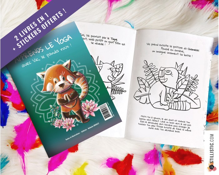 Livre 2 histoires à colorier Emotions et Yoga + stickers offerts