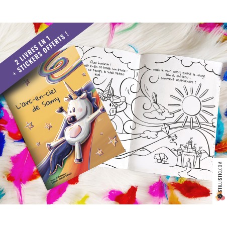 Livre 2 histoires à colorier Licorne et Poissons Bonbons + stickers offerts