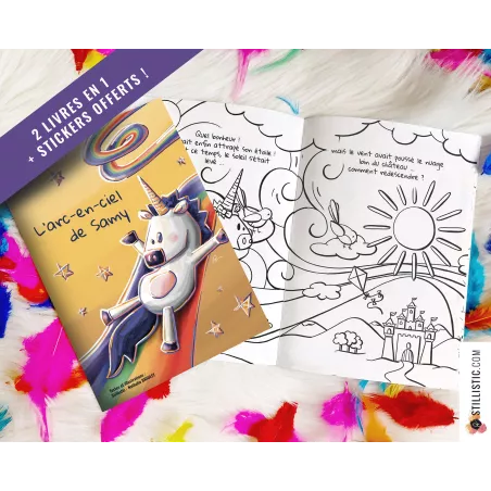 Livre 2 histoires à colorier Licorne et Poissons Bonbons + stickers offerts