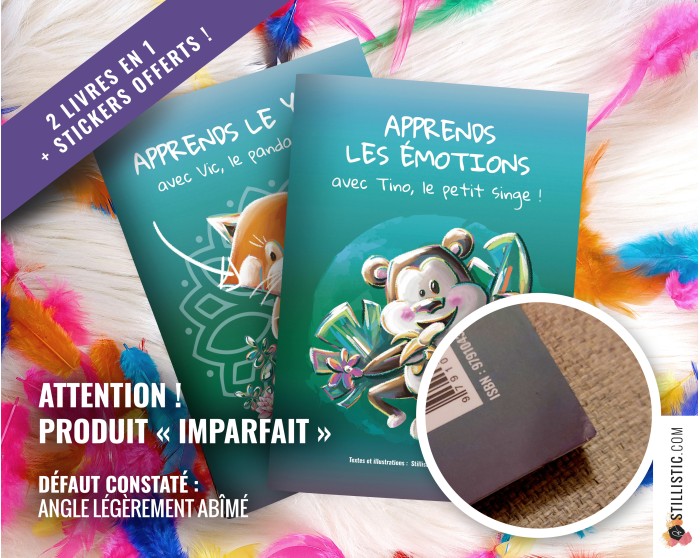 Livre 2 histoires à colorier Emotions et Yoga + stickers offerts