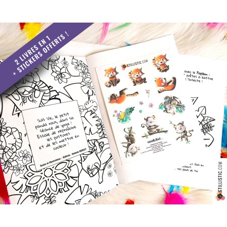 Livre 2 histoires à colorier Emotions et Yoga + stickers offerts