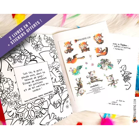 Livre 2 histoires à colorier Emotions et Yoga + stickers offerts
