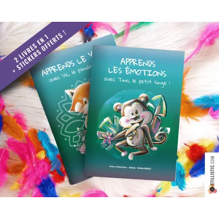 Livre 2 histoires à colorier Emotions et Yoga + stickers offerts