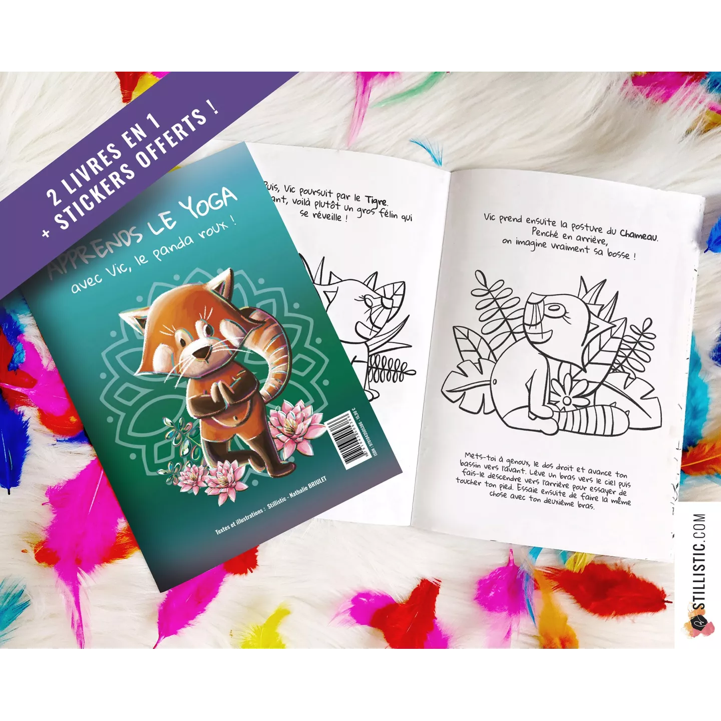 Livre 2 histoires à colorier Emotions et Yoga + stickers offerts