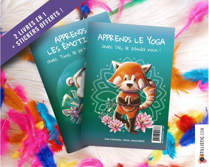 Livre 2 histoires à colorier Emotions et Yoga + stickers offerts
