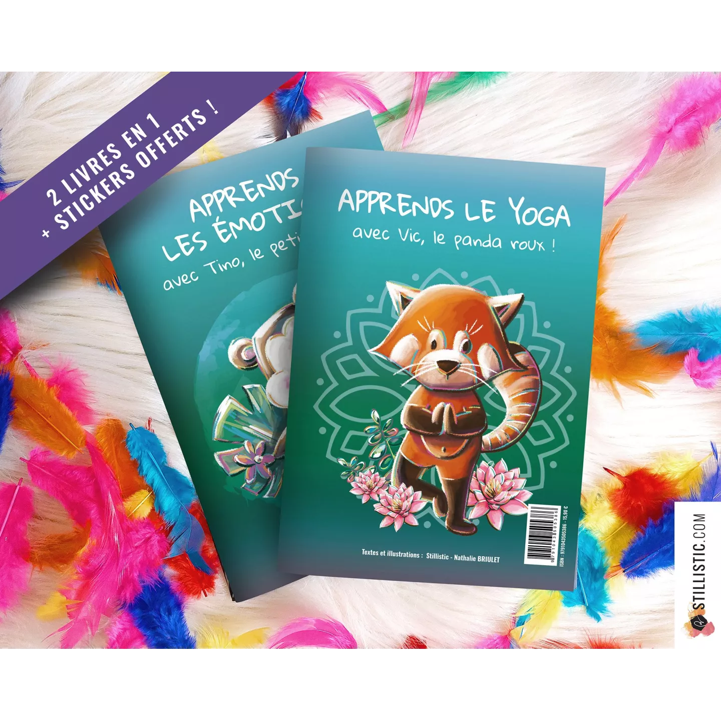 Livre 2 histoires à colorier Emotions et Yoga + stickers offerts