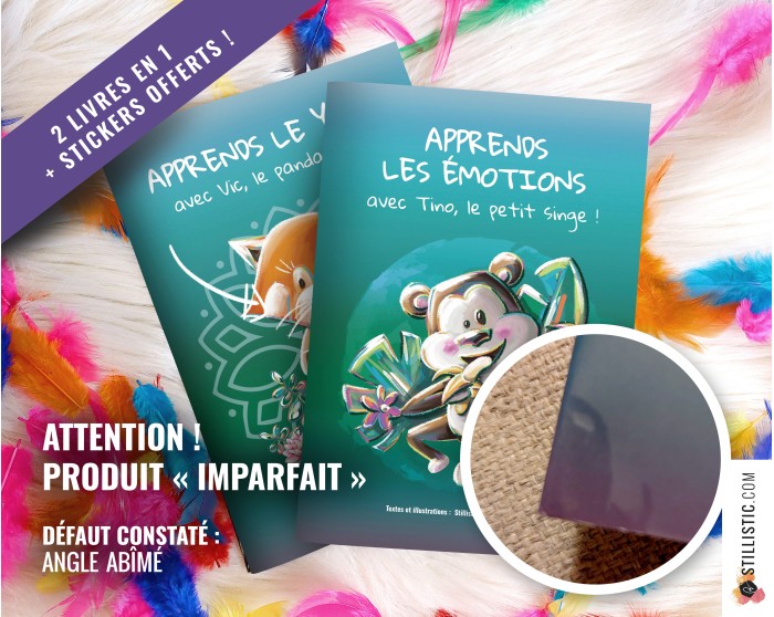 Livre 32 pages 2 histoires à colorier Emotions et Yoga + stickers offerts Stillistic