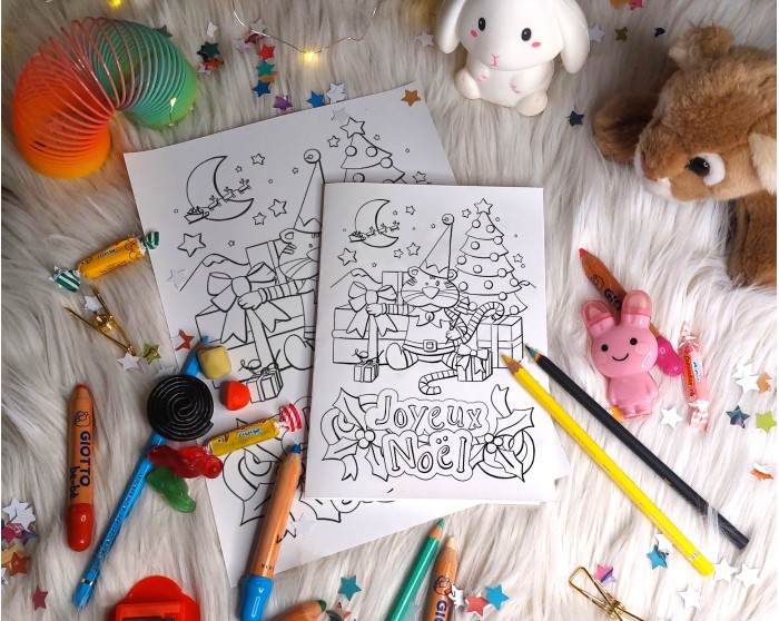 Carte Joyeux Noël  à imprimer et colorier