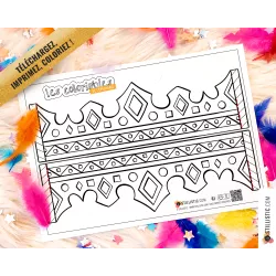 Couronne des rois reines enfant galette Epiphanie à imprimer et colorier