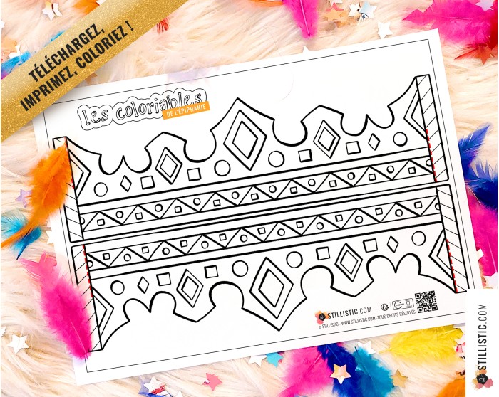 Couronne des rois reines enfant galette Epiphanie à imprimer et colorier