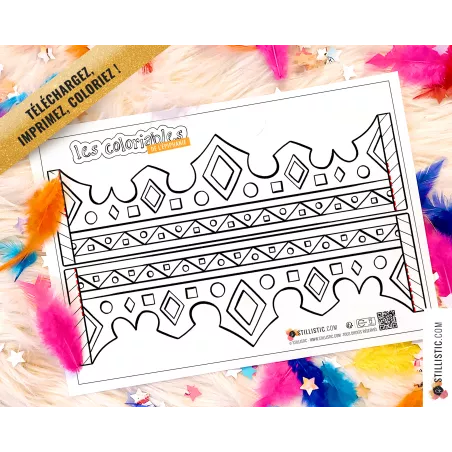 Couronne des rois reines enfant galette Epiphanie à imprimer et colorier