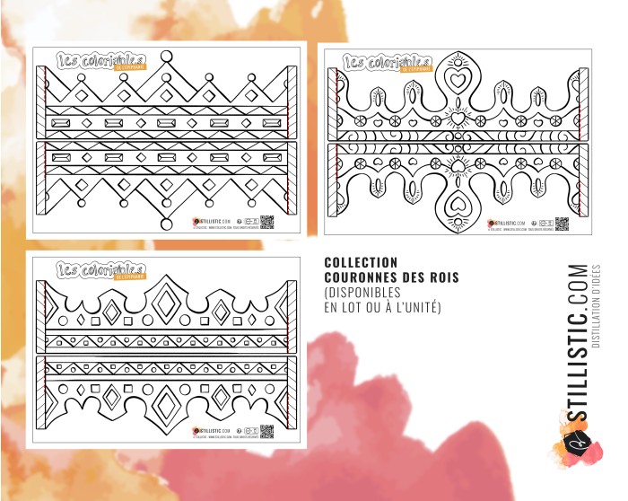 Couronne des rois reines enfant galette Epiphanie à imprimer et colorier