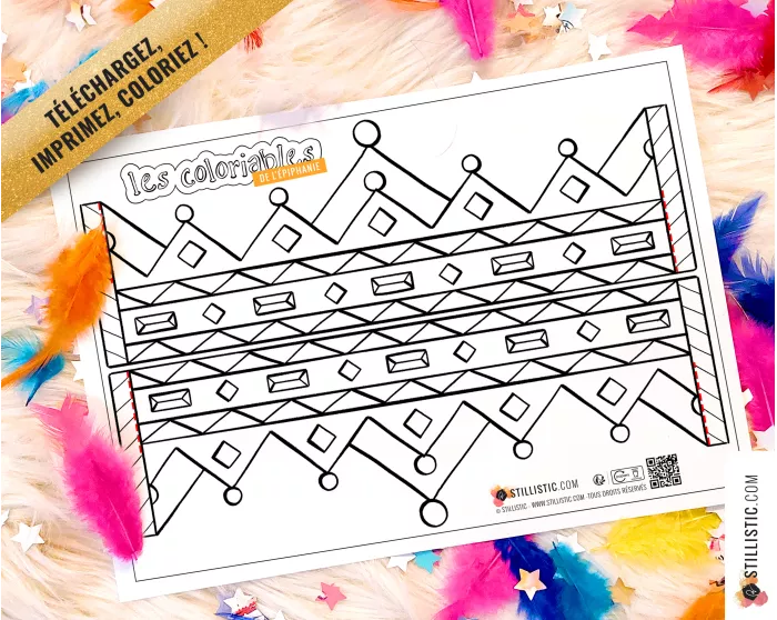 Couronne des rois reines enfant galette Epiphanie à imprimer et colorier