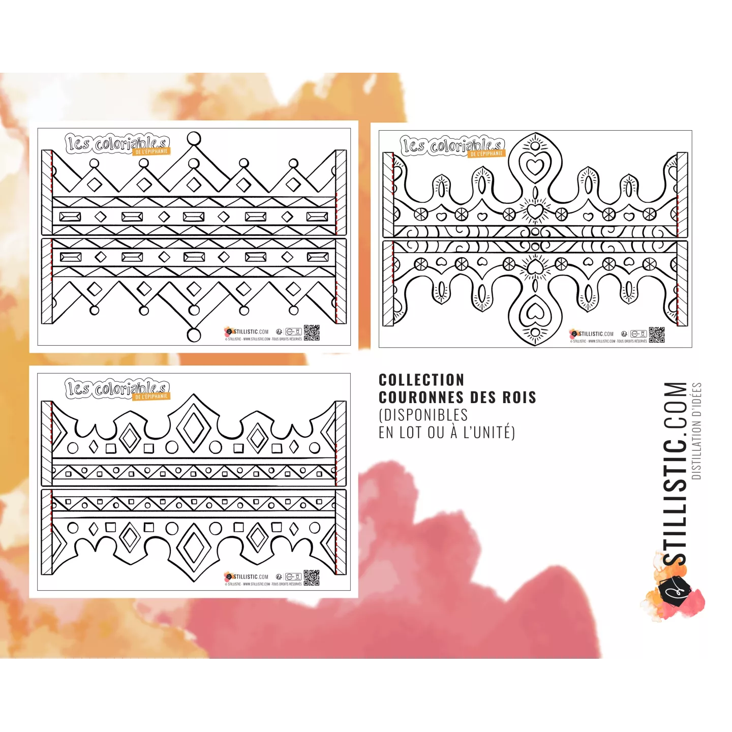 Couronne des rois reines enfant galette Epiphanie à imprimer et colorier