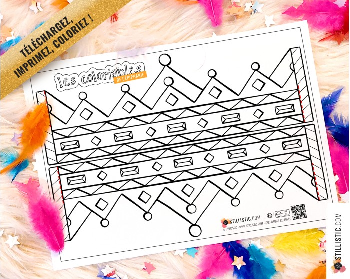 Couronne des rois reines enfant galette Epiphanie à imprimer et colorier