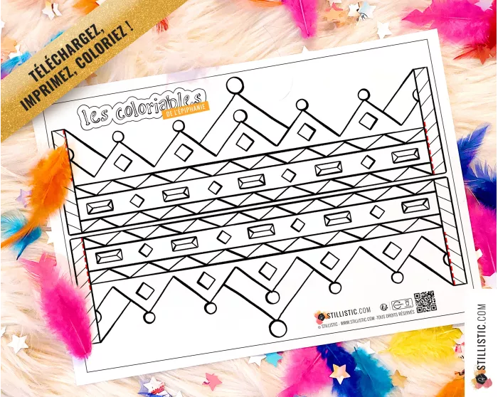 Couronne des rois reines enfant galette Epiphanie à imprimer et colorier