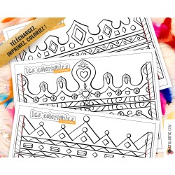 Couronne des rois reines enfant galette Epiphanie à imprimer et colorier
