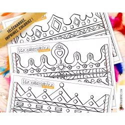 Couronne des rois reines enfant galette Epiphanie à imprimer et colorier