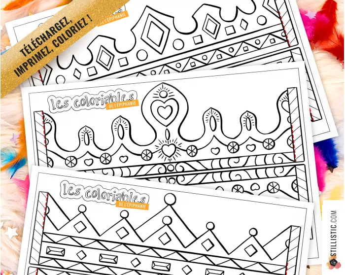 Couronne des rois reines enfant galette Epiphanie à imprimer et colorier