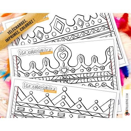 Couronne des rois reines enfant galette Epiphanie à imprimer et colorier