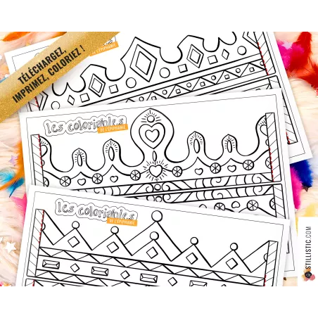 Couronne des rois reines enfant galette Epiphanie à imprimer et colorier