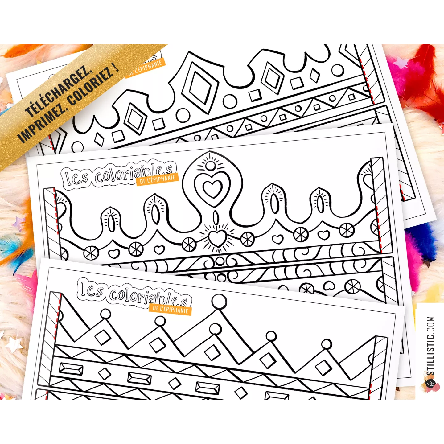 Couronne des rois reines enfant galette Epiphanie à imprimer et colorier